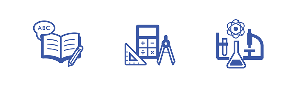 Dynamic Learning Maps Content Area Icons for English Language Learning Arts, Math, and Science