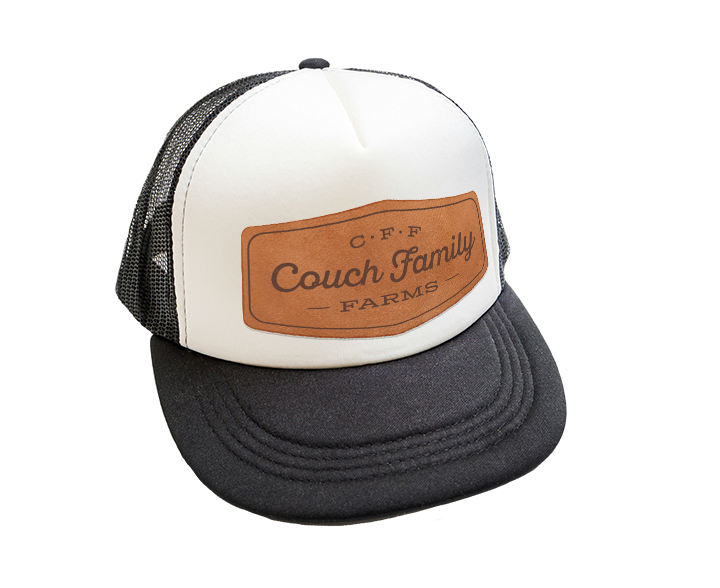 Couch Family Farms Logo on Leather Patch Ball Cap ball cap with couch family farms logo on a leather patch