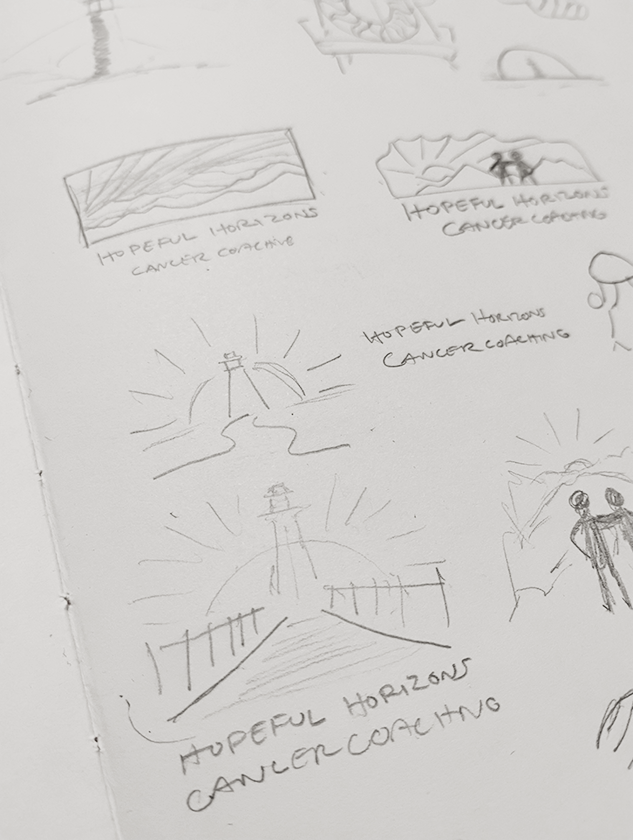Hopeful Horizons Cancer Coaching logo sketches sketches for hopeful horizons cancer coaching logo